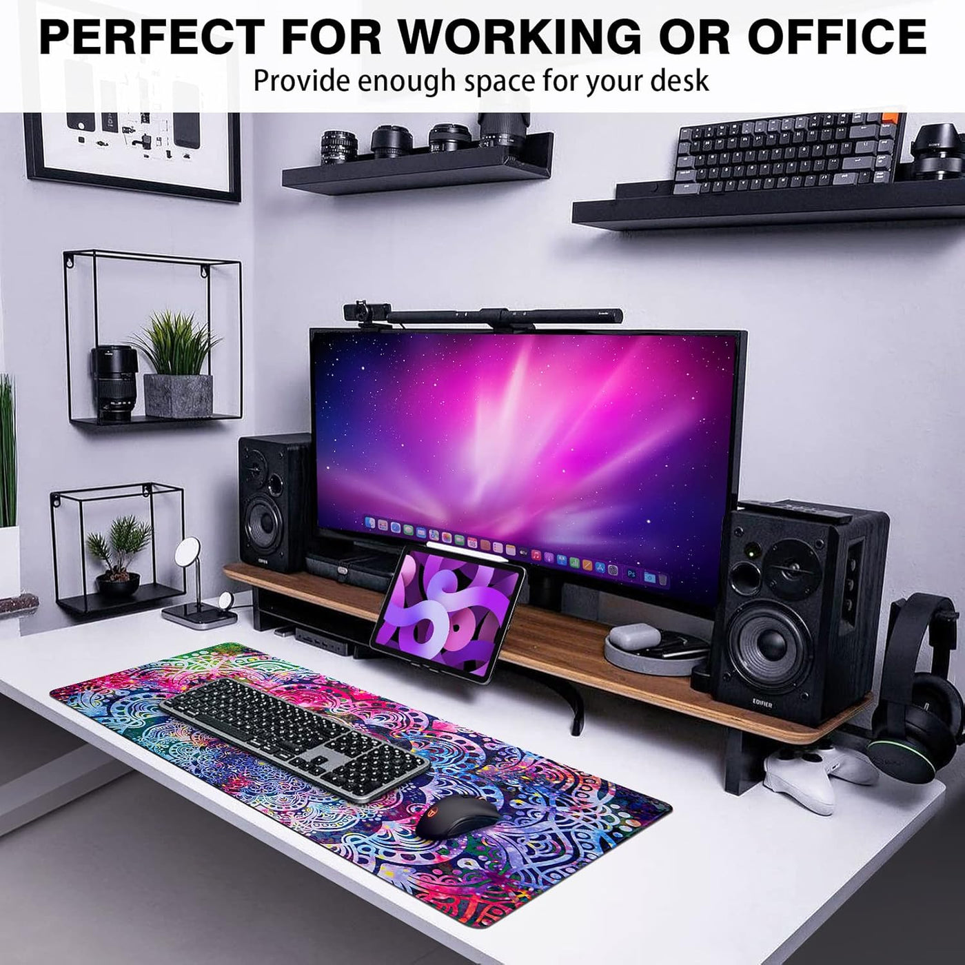 Gaming Mouse Pad,  Extended Mouse Pad 31.5X15.7Inch XXL Large Big Computer Keyboard Mouse Mat Desk Pad with Non-Slip Base and Stitched Edge for Home Office Gaming Work
