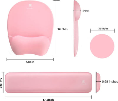 Memory Foam Set Keyboard Wrist Rest Pad & Mouse Wrist Rest Support,Ergonomic Design for Office,Home Office,Laptop,Desktop Computer,Gaming Keyboard - Pink