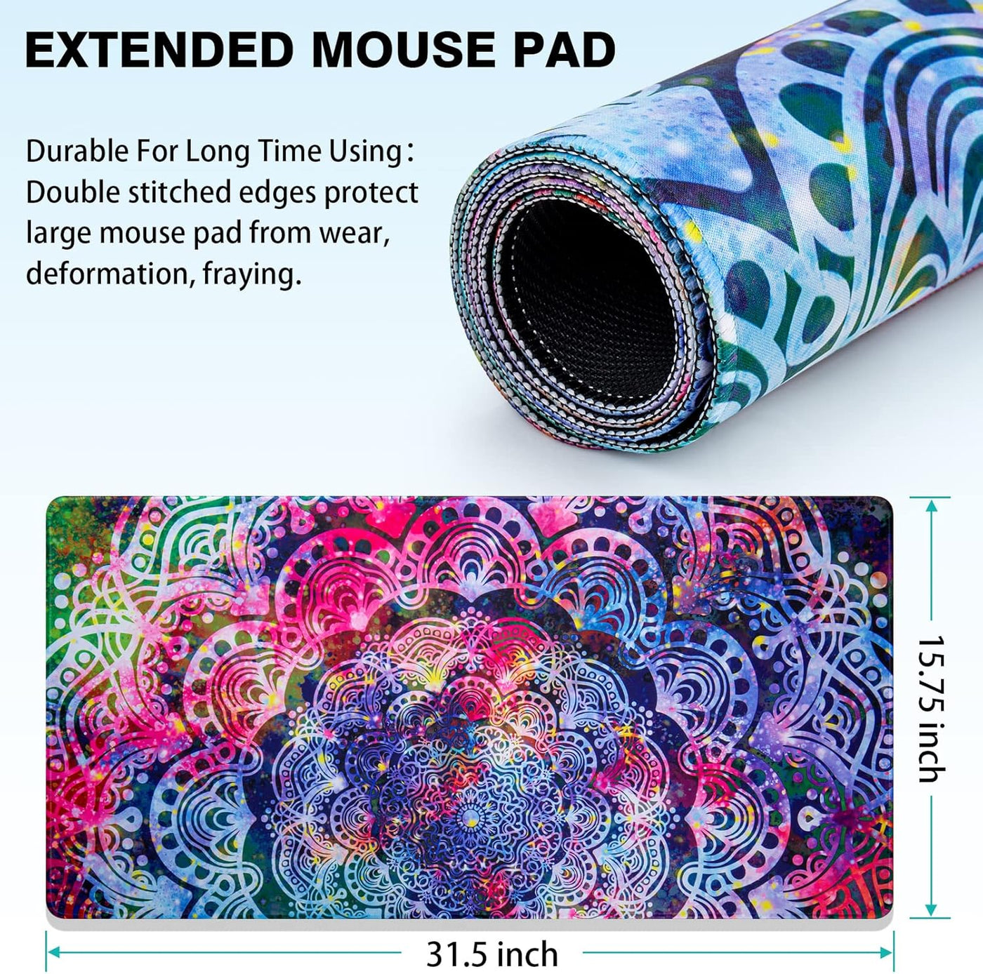 Gaming Mouse Pad,  Extended Mouse Pad 31.5X15.7Inch XXL Large Big Computer Keyboard Mouse Mat Desk Pad with Non-Slip Base and Stitched Edge for Home Office Gaming Work